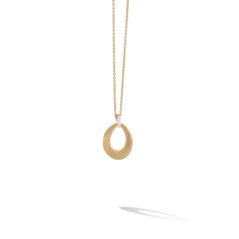 Marco Bicego 18k yellow gold Lucia loop pendant necklace with diamonds weighing 0.03 carat total weight, 16.5