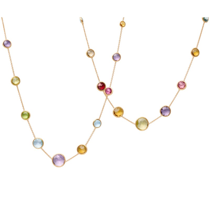 Marco Bicego 18k yellow gold Jaipur Color station necklace with mixed gemstones, 36