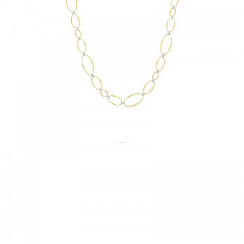 Marco Bicego 18k yellow gold Marrakech Onde flat link collar necklace with diamonds weighing 0.43 carat total weight, 17.75