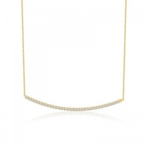 Lisa Nik 18k yellow gold Sparkle curve diamond bar necklace, diamonds weighing 0.40 carat total weight