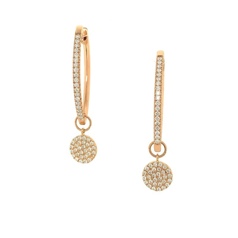 Lisa Nik 18k rose gold Talisman pave disc detachable drops with 60 round diamonds weighing 0.44 carat total weight