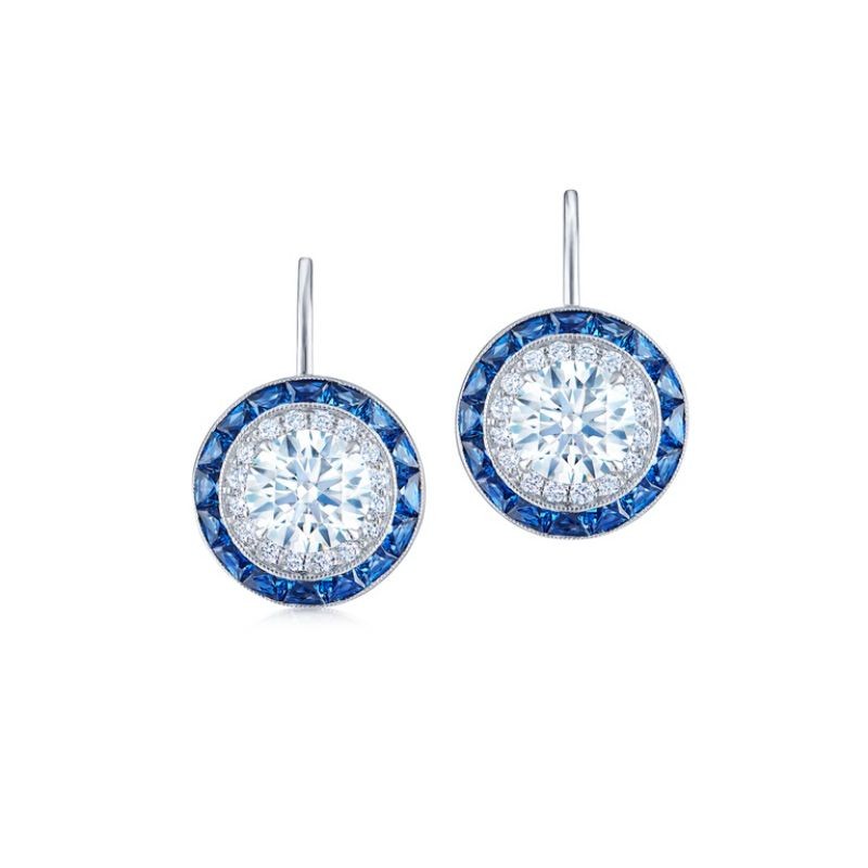 Kwiat Drop Earrings with Diamonds and Sapphires