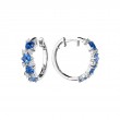 Penny Preville 18K White Gold Rhodium Plated Watercolor Cluster Cushion Cut Rainbow Sapphire Hoop Earrings