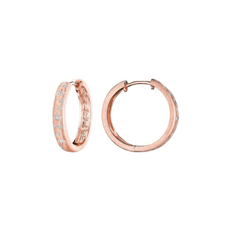 Penny Preville 18K Rose Gold Thin Galaxy Hoop Earrings With Diamonds