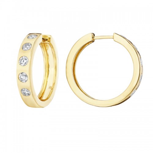 Penny Preville 18K Yellow Gold Burnished Diamond Hoop Earrings