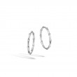 Bamboo Silver Medium Hoop Earrings with Full Closure (Dia 30.5mm)