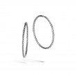 Classic Chain Silver Large Hoop Earrings with Full Closure (Dia 45mm)