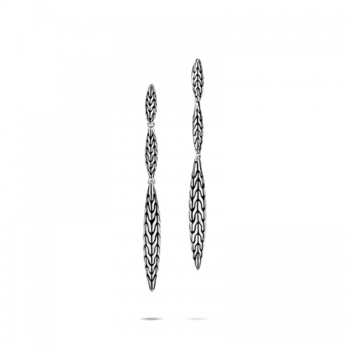 John Hardy sterling silver Classic Chain small spear linear drop earrings, 57mm earrings