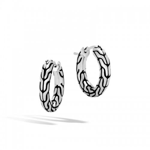 John Hardy sterling silver Classic Chain small hoop earrings with full closure, 10mm earrings