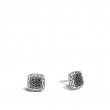 John Hardy sterling silver Classic Chain black sapphire stud earrings, 9.5x9.5mm stud earrings with post back
