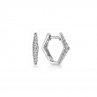 Gabriel & Co 18K White Gold Rhodium Plated Lusso 15mm Hexagon Diamond Huggie Hoop Earrings