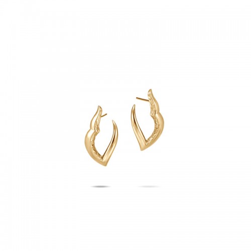 John Hardy 18k yellow gold Lahar hoop earrings, 28.5x14mm