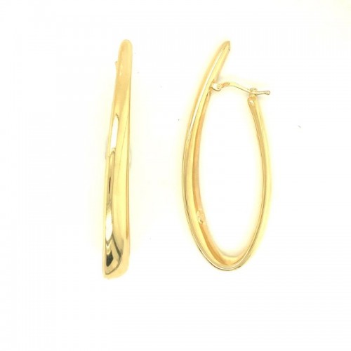 Lisa Nik 18k yellow gold Golden Dreams elongated curved hoop earrings