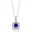 Norman Silverman 18K White Gold Sapphire And Diamond Double Halo Pendant Necklace