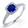 Norman Silverman 18K White Gold Sapphire And Diamond Halo Ring