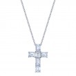 Norman Silverman 18K White Gold Rhodium Plated Emerald Cut Diamond Cross Pendant