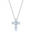 Norman Silverman 18K White Gold Rhodium Plated Cross Pendant Necklace