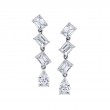 Norman Silverman 18K White Gold Rhodium Plated Emerald And Pear Shape Diamond Drop Earrings