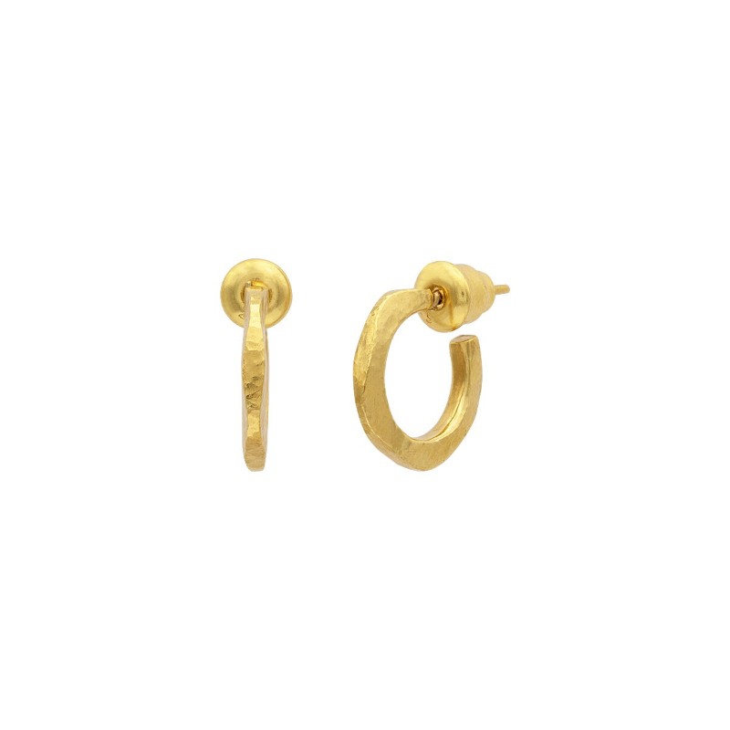 Gurhan 24K Yellow Gold Hammered Hoop Earrings