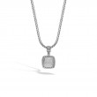 Classic Chain Silver Diamond Pave Medium Square Pendant (0.72ct)