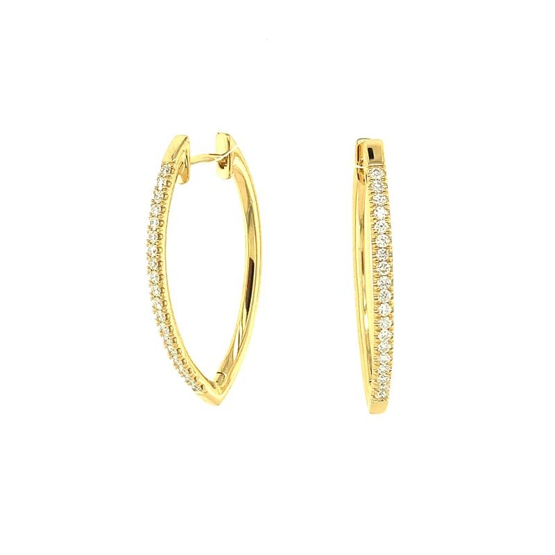 Lisa Nik 18k yellow gold Sparkle pear shaped hoop earrings with diamonds weighing 0.30 carat total weight