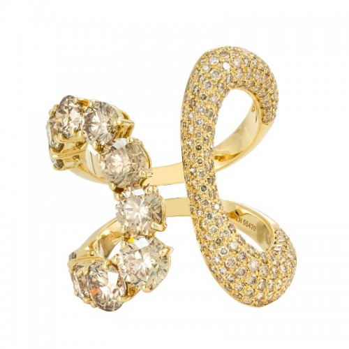 Etho Maria 18K Yellow Gold Brown Diamond Cuff Ring