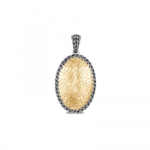 John Hardy sterling silver and 18k yellow bonded gold Classic Chain hammered cluster oval enhancer