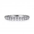 Gabriel & Co 18K White Gold Rhodium Plated Stackable 1.9mm Bujukan Full Size Beaded Band, Size 6.5