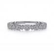 Gabriel & Co 18K White Gold Rhodium Plated Stackable Alternating Square And Diamond Shape Geometric Band