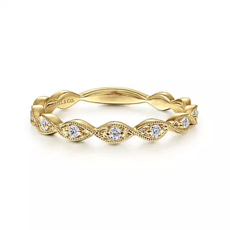 Gabriel & Co 18K Yellow Gold Stackable 3/4+ Way Twisted Marquise Shape Band
