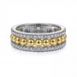 Gabriel & Co 18K White Gold Rhodium Plated And 18K Yellow Gold Bujukan 6.4mm Wide Open Space Band