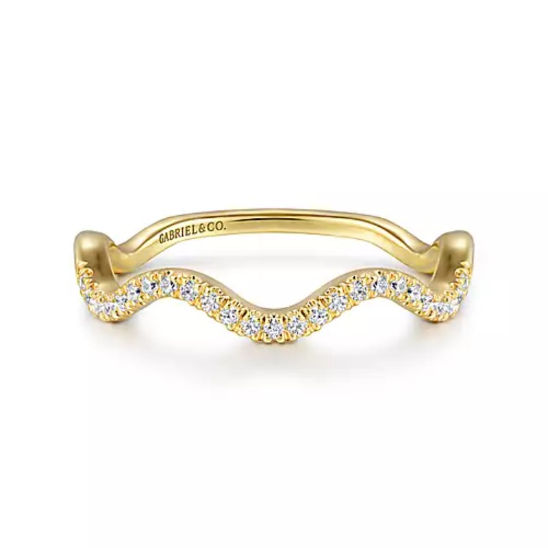 Gabriel & Co 18K Yellow Gold Stackable Halfway Wave Band