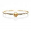 Mikimoto 18K Yellow Gold Classic Bangle Bracelet With A Golden South Sea Pearl Station And Round Diamonds
