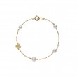 Mikimoto 18k yellow and green gold rhodium plated Japan collections diamond clover charm bracelet