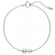 Mikimoto 18k white gold rhodium plated Station bracelet with two pearls, 5-6mm/A+ akoya pearls, 7/6.25