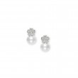Mikimoto 18k white gold Nature Cherry Blossom pearl drop earrings with diamonds, 11mm/A+ White South Sea pearls with 122 round diamonds weighing 0.45 carat total weight