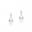 Mikimoto 18k white gold rhodium plated Morning Dew White South Sea pearl drop earrings