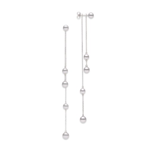Mikimoto 18k white gold rhodium plated Classic drop earrings with pearls, 5.5-6.5mm/A+ akoya pearls, 4.25