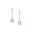 Mikimoto 18k white gold Japan collections pearl drop earrings