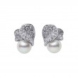 Mikimoto 18k white gold rhodium plated Petal pearl earrings