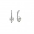 White 18 Karat Earrings With 46=0.46Tw Round Diamonds And 2=7.50Mm A+ Round Akoya Pearls