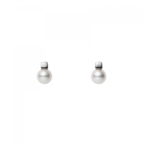 Mikimoto 18K White Gold Rhodium Plated Pearl Stud Earrings