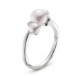 White 18 Karat Ring With 2=4.00Mm Cultured Pearls 6=6.00Mm Cultured Pearls And .02 Twt Diamonds Name: Akoya A+