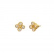 Gurhan 24K Yellow Gold Pointelle Delicate Diamond Button Stud Earrings