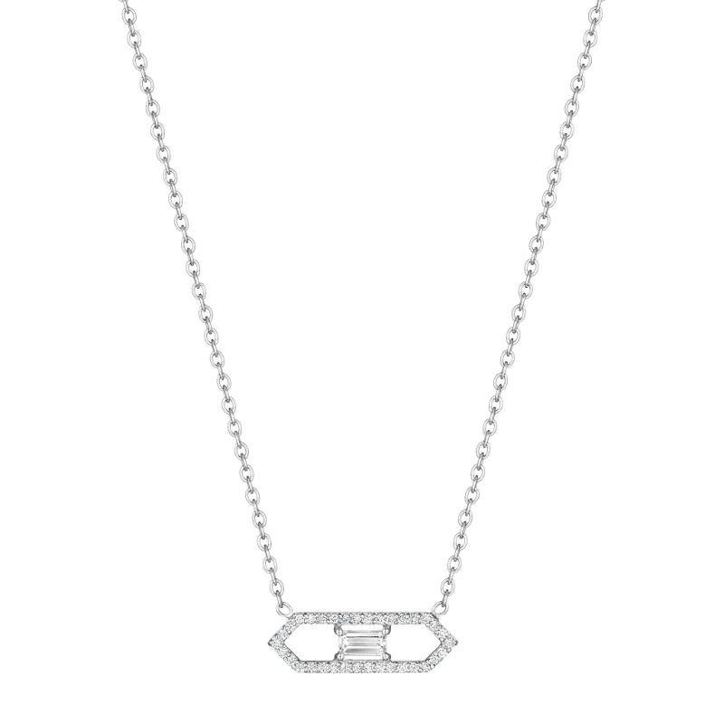 Penny Preville 18K White Gold Open Deco Diamond Necklace