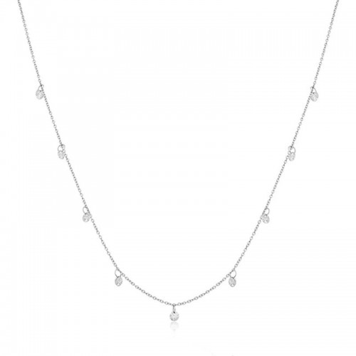 Penny Preville 18K White Gold Rhodium Plated 9 Station Dangle Drilled Diamond Necklace