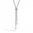 Classic Chain Lariat Necklace in Silver with Gemstone