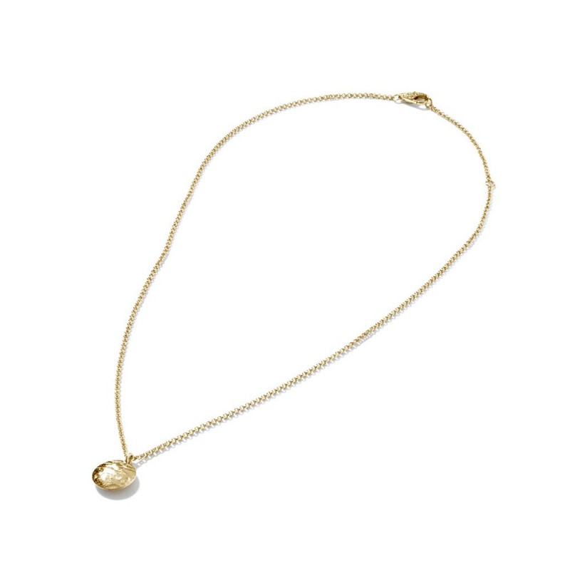 18K Yellow Gold Classic Chain Round Pendant Necklace