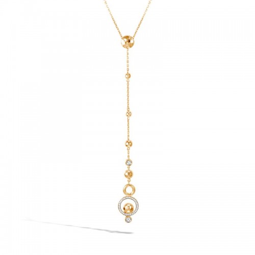 John Hardy 18k yellow gold Dot hammered drop Y slider necklace with diamonds, 120x12.5mm pendant with diamonds weighing 0.15 carat total weight, 1.2mm chain with lobster clasp, 18