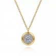Gabriel & Co 18K Yellow Gold Contemporary Bezel Round Diamond Cluster Pendant Necklace